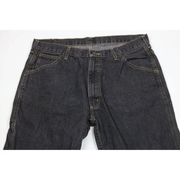 Vintage 90s Ralph Lauren Mens 34x34 Faded Baggy Wide Leg Carpenter Jeans Black